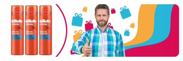 Gillette Fusion Żel Do Golenia Moisturising 200 ml x3