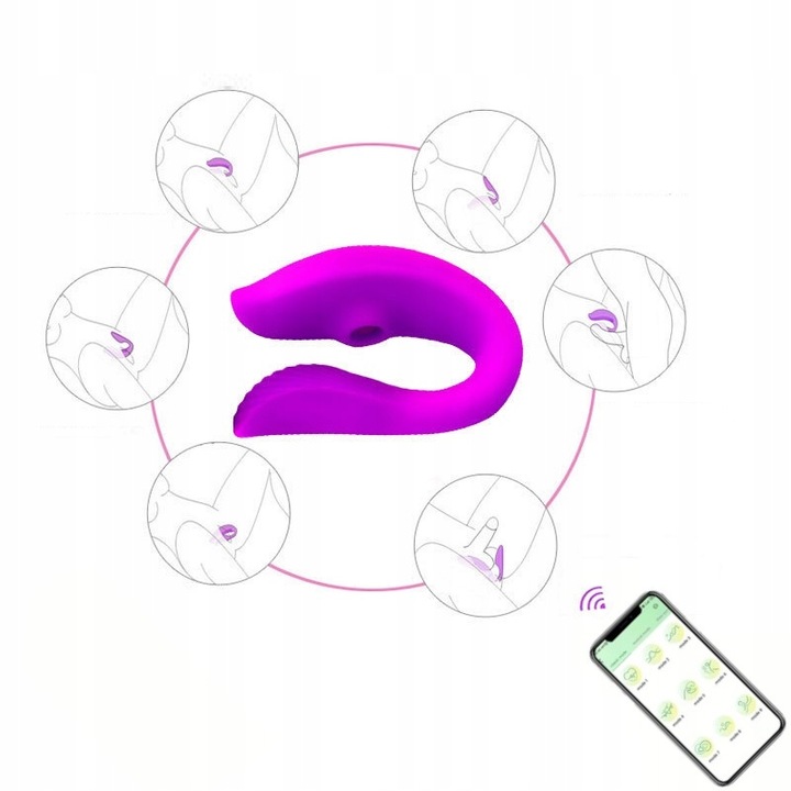 SSĄCY ŁECHTACZKĘ MASAŻER, WIBRATOR DLA PAR, Z APLIKACJĄ