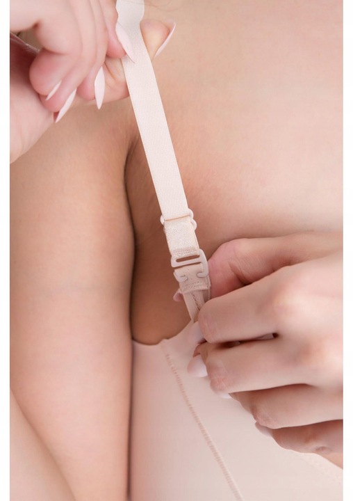 Julimex Beżowe wyszczuplające body pod biust z siateczką XXL