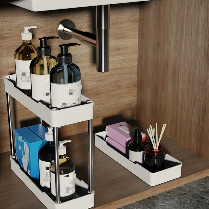 PÓŁKA ŁAZIENKOWA KUCHENNA SZAFKA NA KÓŁKACH ORGANIZER REGAŁ BIAŁY 3 POZIOMY