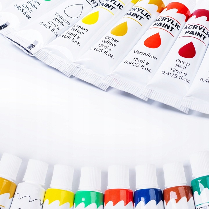 FARBY AKRYLOWE DUŻY ZESTAW FARB AKRYLOWYCH 24x12ml FARBA AKRYLOWA