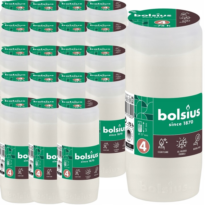 Wkłady Olejowe do Zniczy całoroczne Bolsius RC4 75h - zgrzewka 20