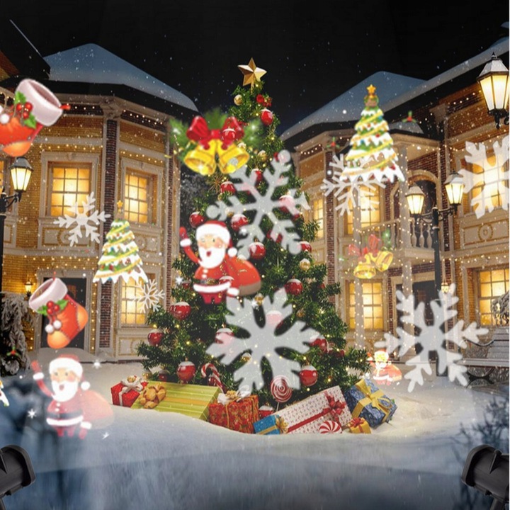 PROJEKTOR LED ŚNIEG ŚWIĄTECZNY NA PILOT LASEROWY REFLEKTOR NA DOM RZUTNIK