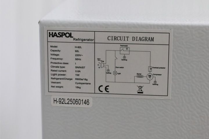 Lodówka jednodrzwiowa z zamrażarka do -20°C, lodówka 92L do domu,