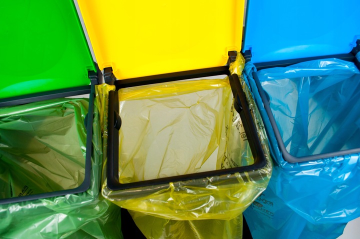 KOSZ STOJAK NA WORKI DO SEGREGACJI ŚMIECI 3 STANOWISKA KOSZ NA ŚMIECI 360L