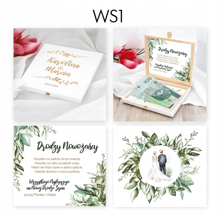 PREZENT ŚLUBNY PUDEŁKO NA PIENIĄDZE ŚLUB KARTKA ŚLUBNA DLA PARY MŁODEJ