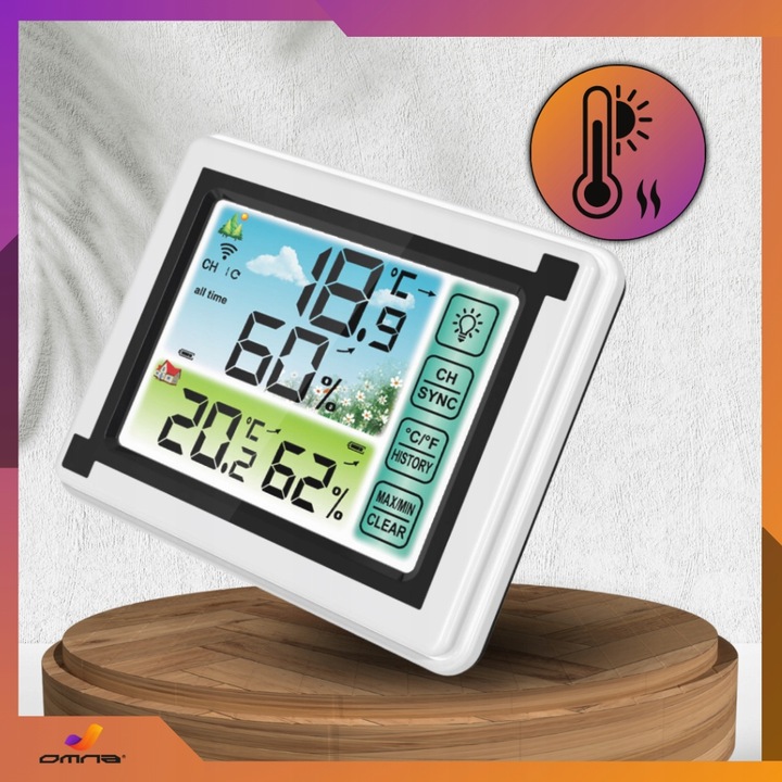 Stacja pogody bezprzewodowa pogodowa meteo 3 czujniki zewnętrzna