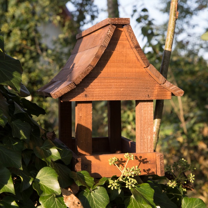 Karmnik dla ptaków + ziarno pokarm duży drewniany budka solidny XXL