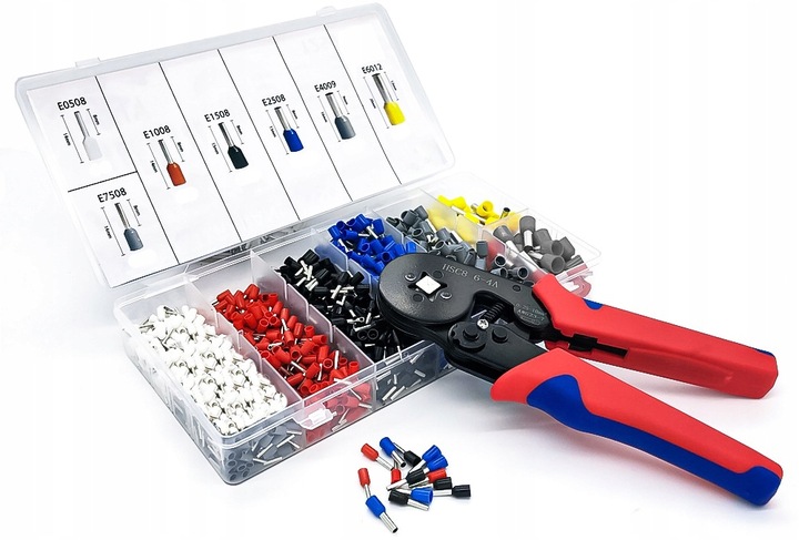 ZACISKARKA PRASKA TULEJEK KONEKTORÓW KOŃCÓWEK KABLI PRZEWODÓW ZESTAW