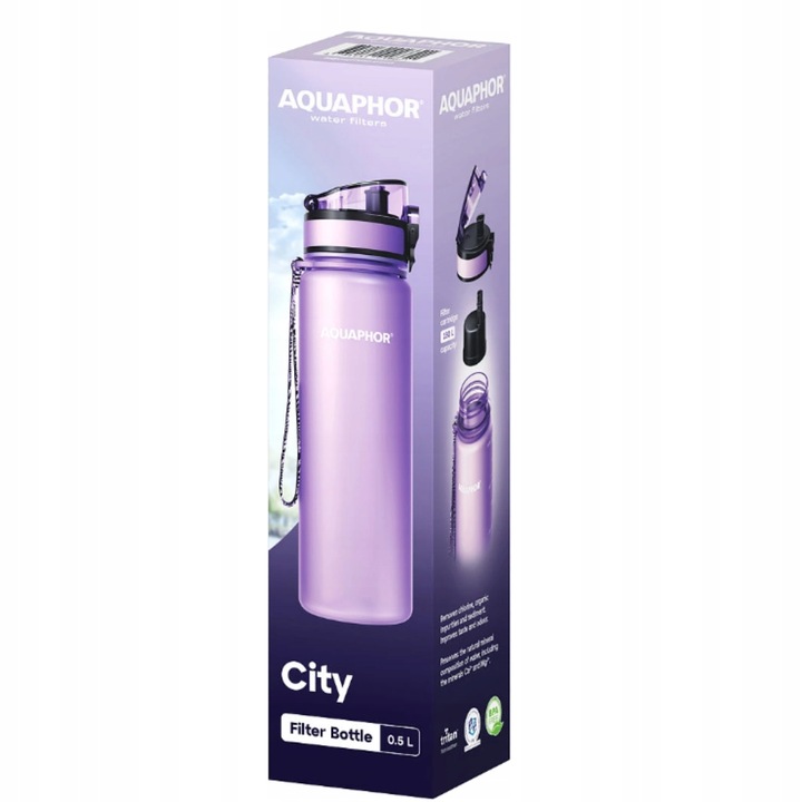AQUAPHOR CITY Bidon Butelka filtrująca wodę + filtr 0,5L lawendowa