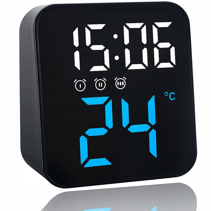 ZEGAR ZEGAREK ELEKTRONICZNY CYFROWY LED STOJĄCY BUDZIK DATA TEMPERATURA