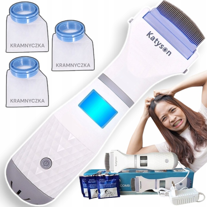 GRZEBIEŃ NA WSZY GNIDY USUWA PCHŁY ELEKTRYCZNY FILTR ODKURZACZ TERMINATOR