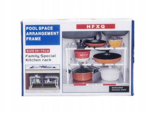 ORGANIZER POD ZLEW SZAFKA REGULOWANA PÓŁKA REGAŁ UNIWERSALNY MODUŁOWY