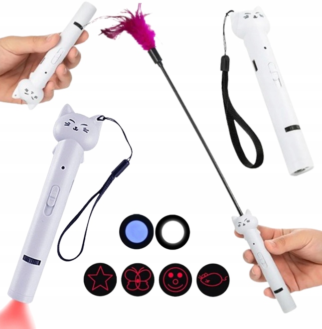 Zabawka piórko laser wskaźnik laserowy latarka zabawka kota 4w1
