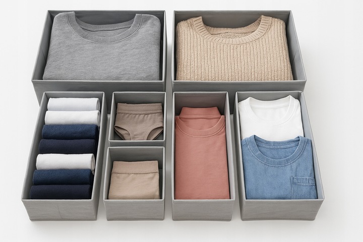 ZESTAW 6 ORGANIZERÓW ORGANIZER NA BIELIZNĘ DO SZUFLADY SZAFY POJEMNIKI