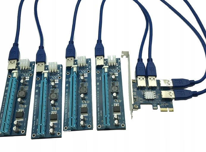 Adapter PCI-E USB Riser SPLITTER + 4x RISER 010s