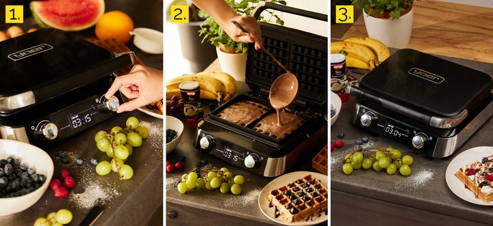 Gofrownica Yoer 2 DUŻE GOFRY +4 automatyczne programy +Regulacja chrupkości