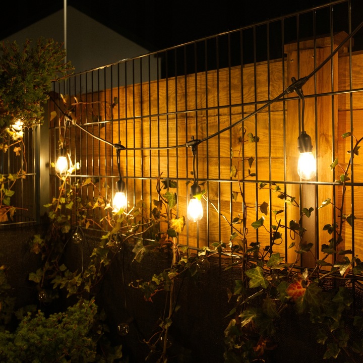 Girlanda Ogrodowa Świetlna 10m + 10x Żarówka LED 1W 2700K Zewnętrzna IP65