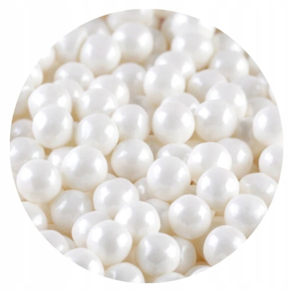PERŁY PEREŁKI CUKROWE BIAŁE CHRZEST KOMUNIA roczek dekoracja 6mm tort 20g