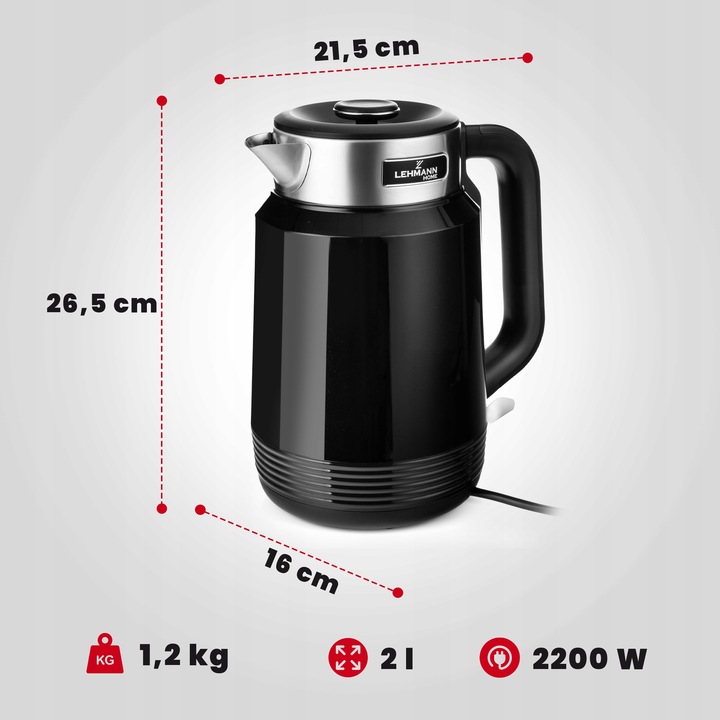 CZAJNIK ELEKTRYCZNY BEZPRZEWODOWY MOC 2200W BEZ ZBĘDNYCH BAJERÓW 2L