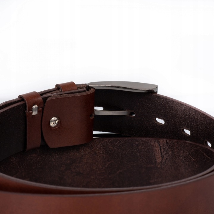 Skórzany pasek męski BRĄZOWY szeroki do spodni 85