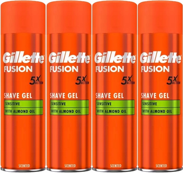 GILLETTE żel do golenia FUSION Sensitive 4 x 200 ml