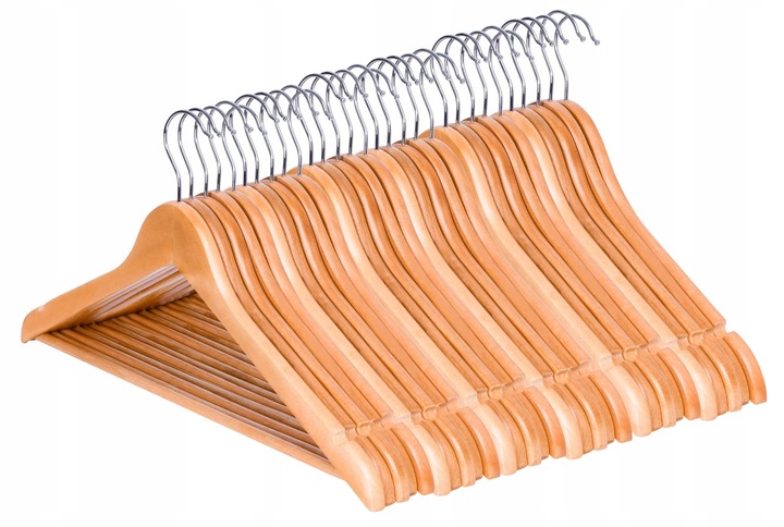 WIESZAK DREWNIANY ZESTAW 30x WIESZAKI DREWNIANE NA UBRANIA DO