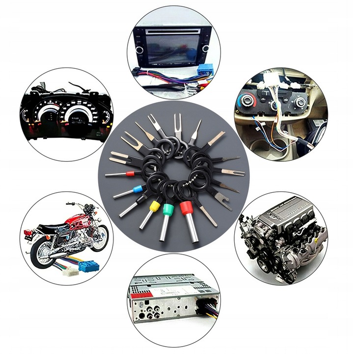 KLUCZE WYJMAKI DO DEMONTAŻU PINÓW KONEKTORÓW RADIA KOSTEK ZESTAW XXL