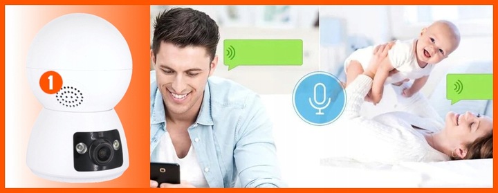 WĘWNĘTRZNA KAMERA WIFI OBROTOWA NIANIA SZEROKI KĄT 2 OBIEKTYWY 2Mpx TUYA