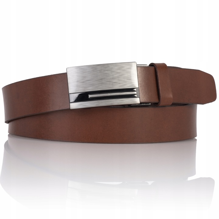 Pasek SKÓRZANY męski Klamra automat BRĄZOWY spodni