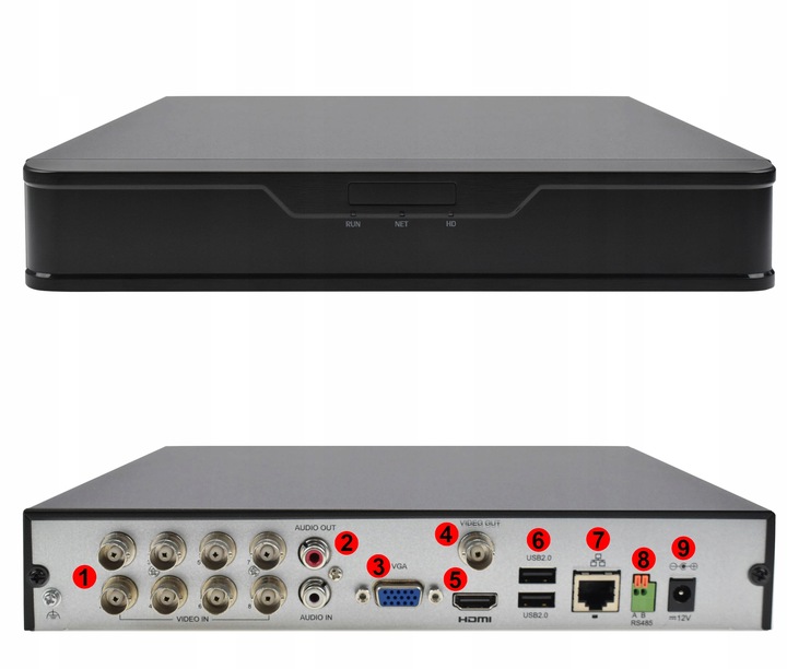 REJESTRATOR ANALOGOWY DO MONITORINGU 8 KANAŁÓW 8MPx DVS PODGLĄD ZDALNY