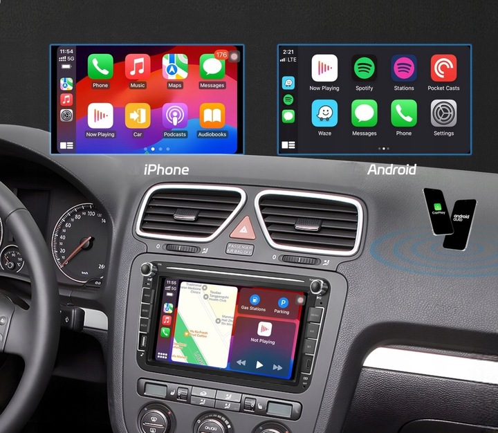 RADIO ANDROID 2DIN 4+64 GB 8 CALI VW PASSAT B6 B7 GOLF 5 V 6 VI SKODA