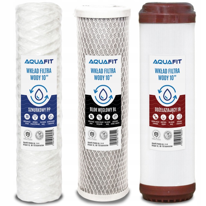 Komplet Wkładów do Filtrów Wody 10" na Cały Dom 3 stopnie filtracji AQUAFIT