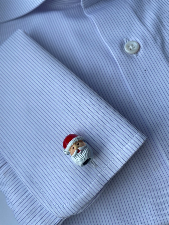 Okolicznościowe spinki do mankietów EXC Mikołaj Gwiazdor w Białej Szkatułce