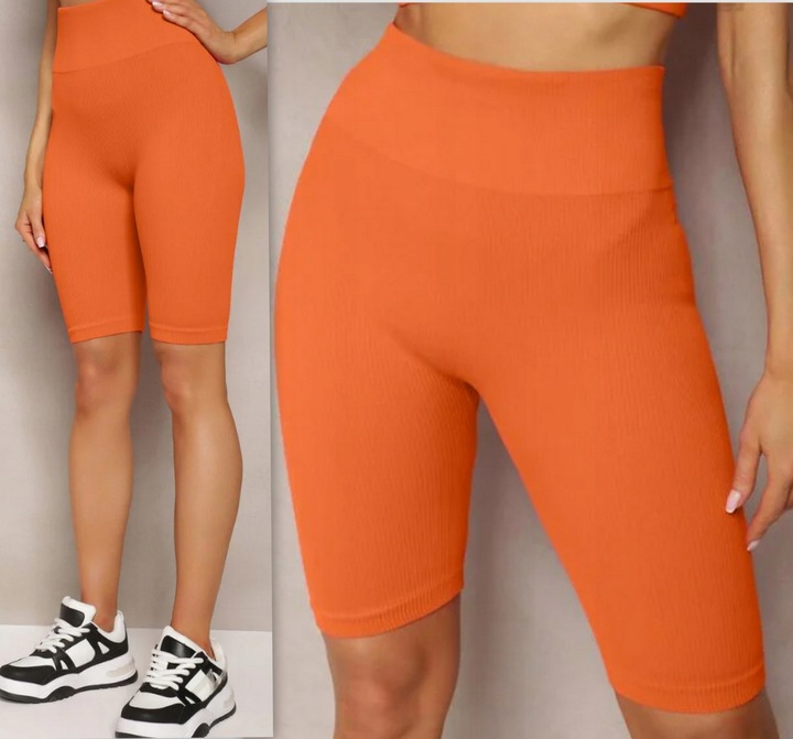 Prążkowane Kolarki Legginsy z Wysokim Stanem Fit Getry L/XL