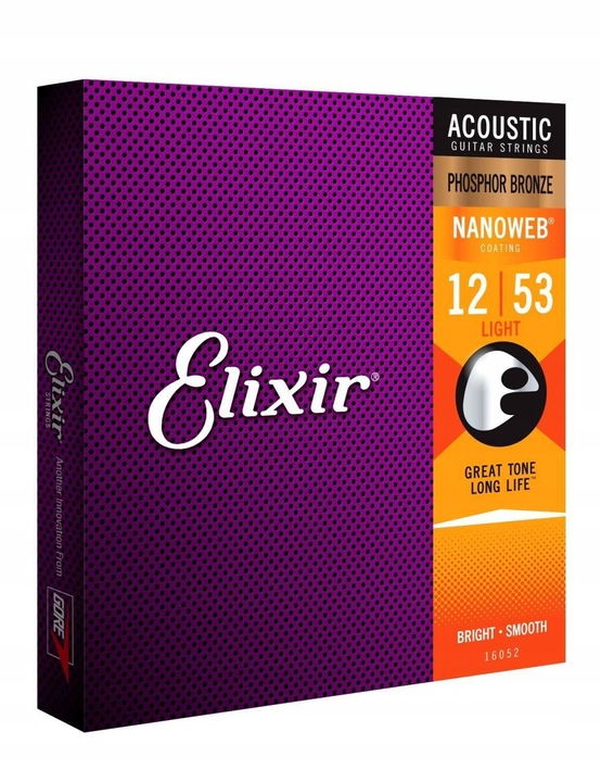 Struny do gitary akustycznej Elixir 16052 NanoWeb Phosphor Bronze Light