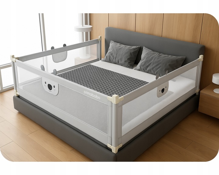 PRIMABOBO Barierka ochronna do łóżka MIŚ 180cm SKŁADANA, dla dzieci