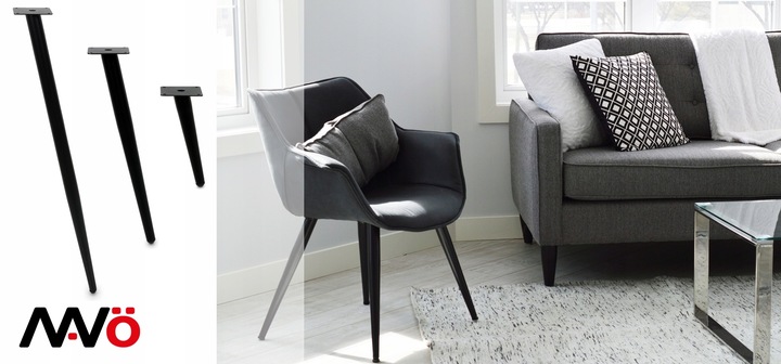 4x NÓŻKA MEBLOWA CZARNA NOGA DO MEBLI METALOWA NÓŻKA DO STOLIKA LOFT