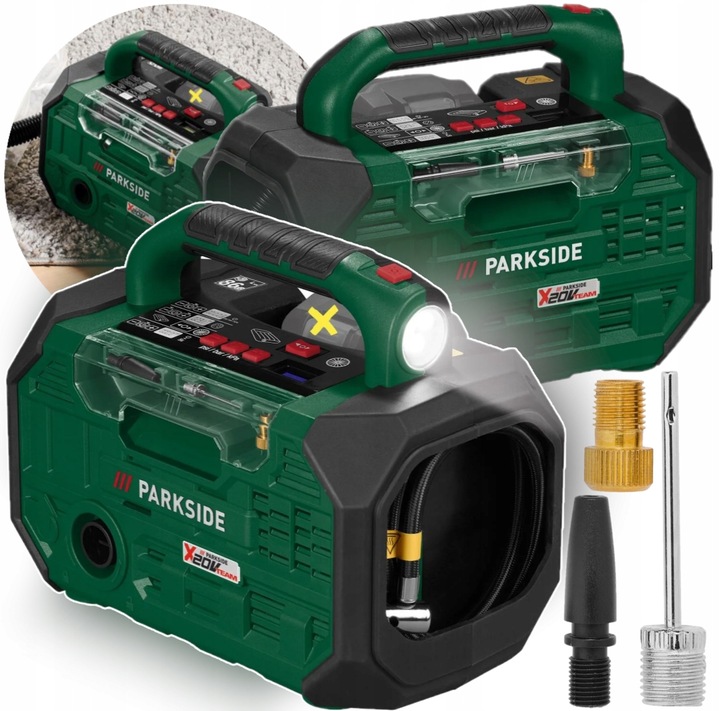 PARKSIDE Akumulatorowa Sprężarka i Pompka PKA 20-Li C3 + AKCESORIA