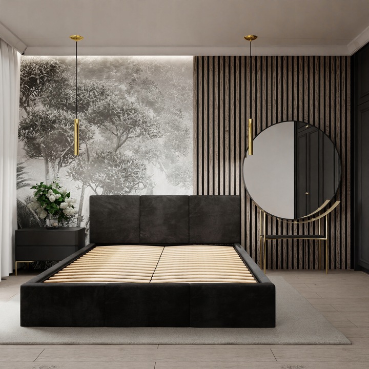 ŁÓŻKO TAPICEROWANE DO SYPIALNI 160x200 ŁÓŻKO PODWÓJNE Z POJEMNIKIEM