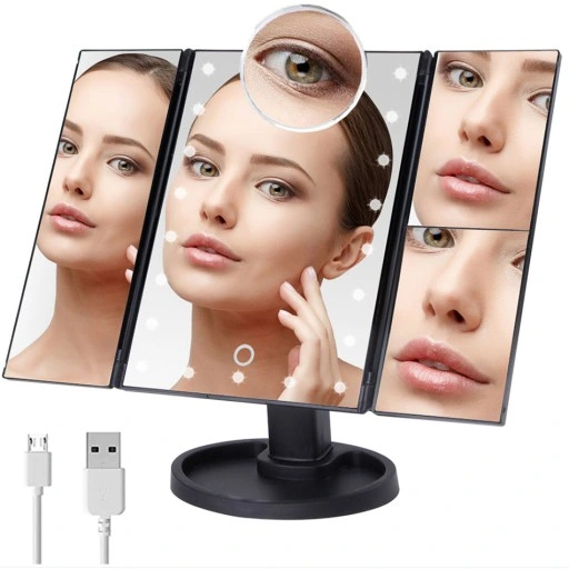 LUSTERKO KOSMETYCZNE PODŚWIETLANE ROZKŁADANE LED