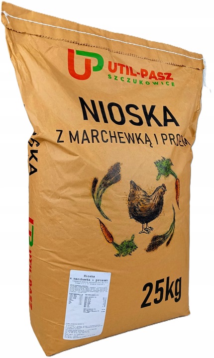 PASZA DLA KUR NIOSEK 25KG GRANULAT KARMA MIESZANKA Z MARCHEWKĄ I PROSEM