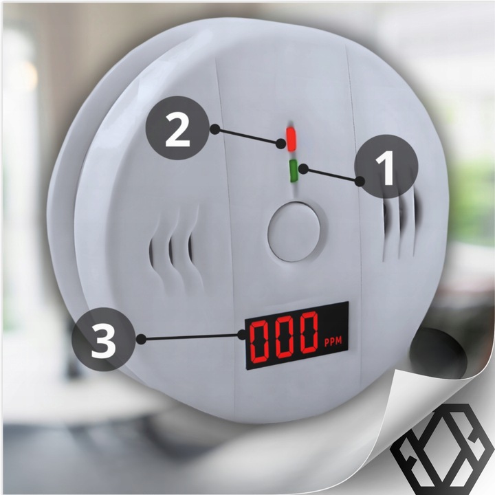 CZUJNIK CZADU TLENKU WĘGLA CO BEZPRZEWODOWY LCD DETEKTOR GŁOŚNY 85dB