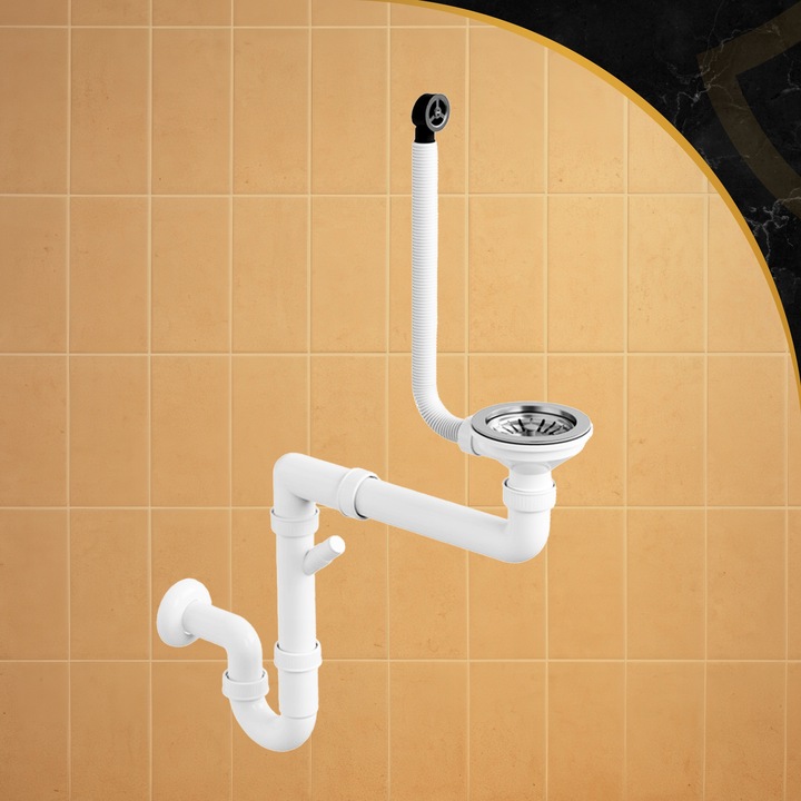 SYFON MANUALNY JEDNOKOMOROWY ZLEWOZMYWAKOWY KUCHENNY ANTYPRZELEWOWY