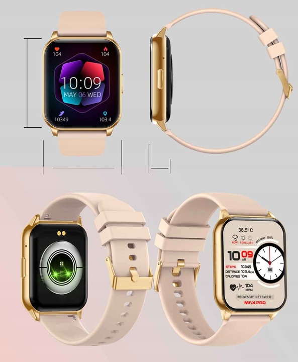 SMARTWATCH ZEGAREK DAMSKI POLSKIE MENU ROZMOWY CIŚNIENIE PULS SPORT ZDROWIE