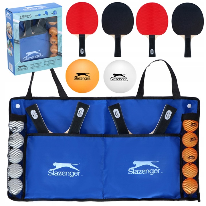 Zestaw do tenisa stołowego 4x RAKIETKA 10x PIŁKA