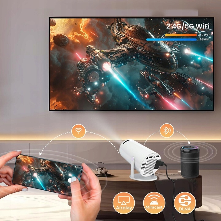 PROJEKTOR HY300 PRO 2025 NOWA WERSJA 4K HD WIFI PRZENOŚNY SMART