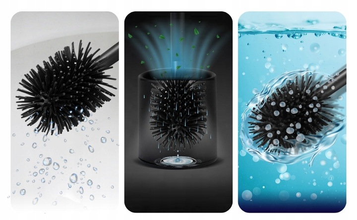 Szczotka do WC toaletowa silikonowa szara do łazienki antybakteryjna