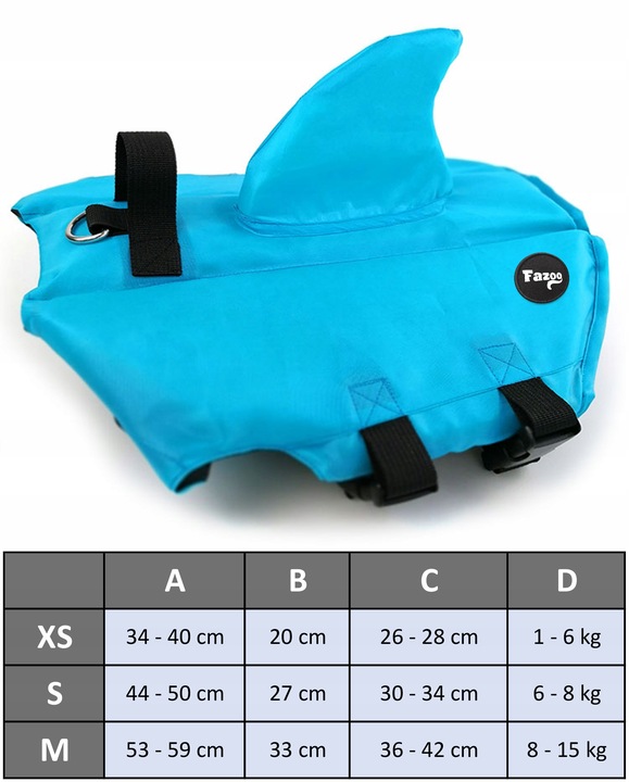 KAPOK KAMIZELKA RATUNKOWA DLA PSA do Wody Rekin S Ubranko do Pływania Fazoo