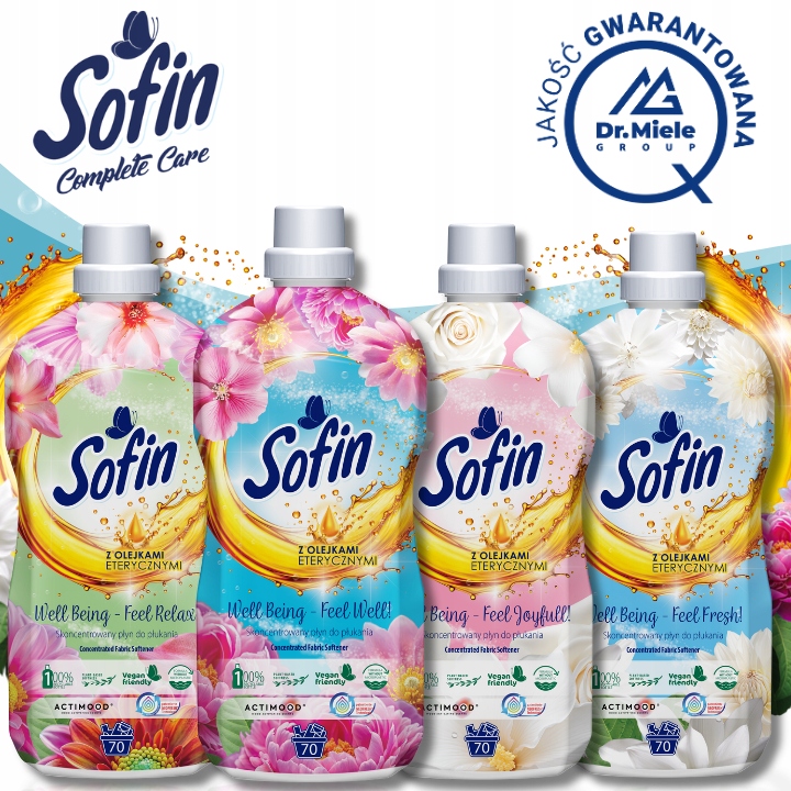 SOFIN Płyn do Płukania Tkanin Koncentrat z Olejkami MIX 1,4l x 4szt 280prań